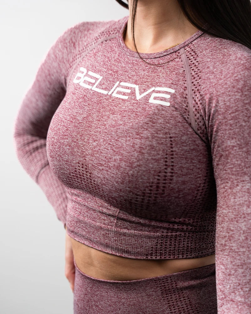 Believe Crop Top - Wine Red