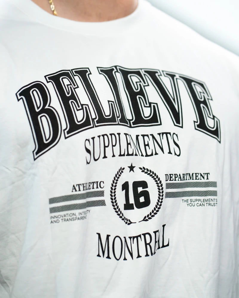 White Oversized Believe Tee