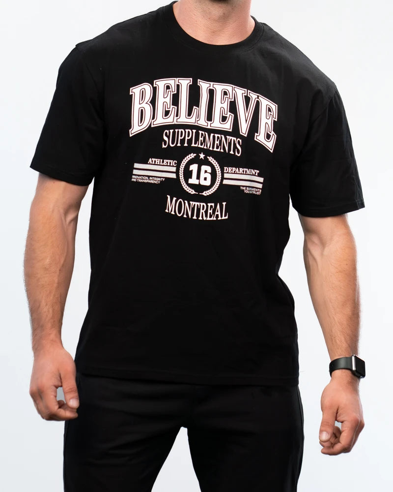 Black Oversized Believe Tee